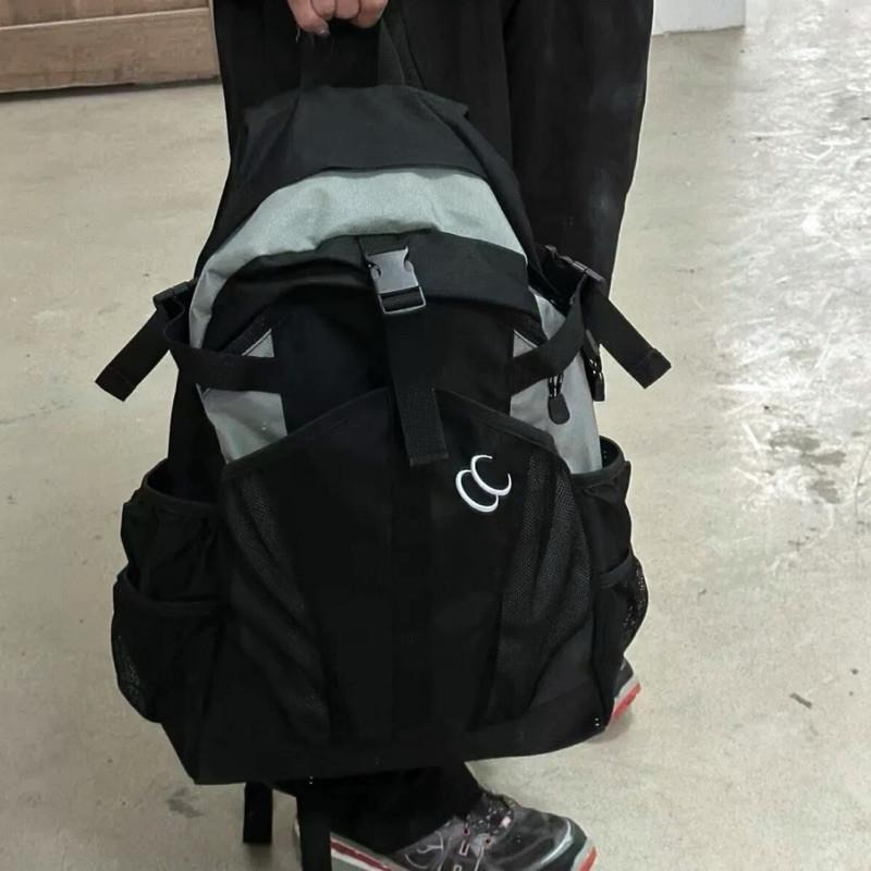 現貨 校園idol 撞色 網袋 後背包 學生 尼龍 背包 男 雙肩包 SB041-細節圖5