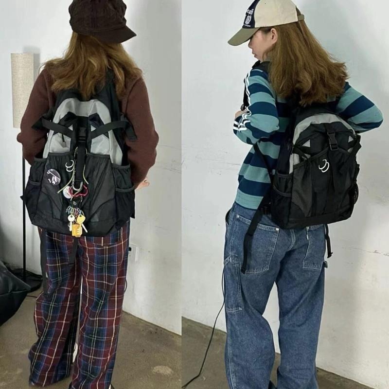 現貨 校園idol 撞色 網袋 後背包 學生 尼龍 背包 男 雙肩包 SB041-細節圖7