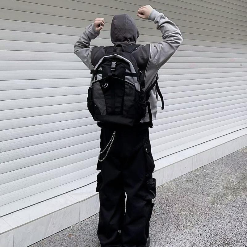 現貨 校園idol 撞色 網袋 後背包 學生 尼龍 背包 男 雙肩包 SB041-細節圖8