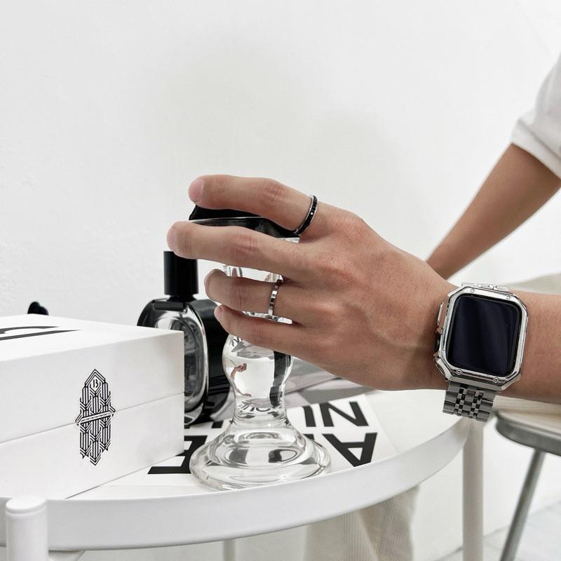 現貨 實拍 兩入一組 黑鋯石 疊圈 戒指 鈦鋼-細節圖8