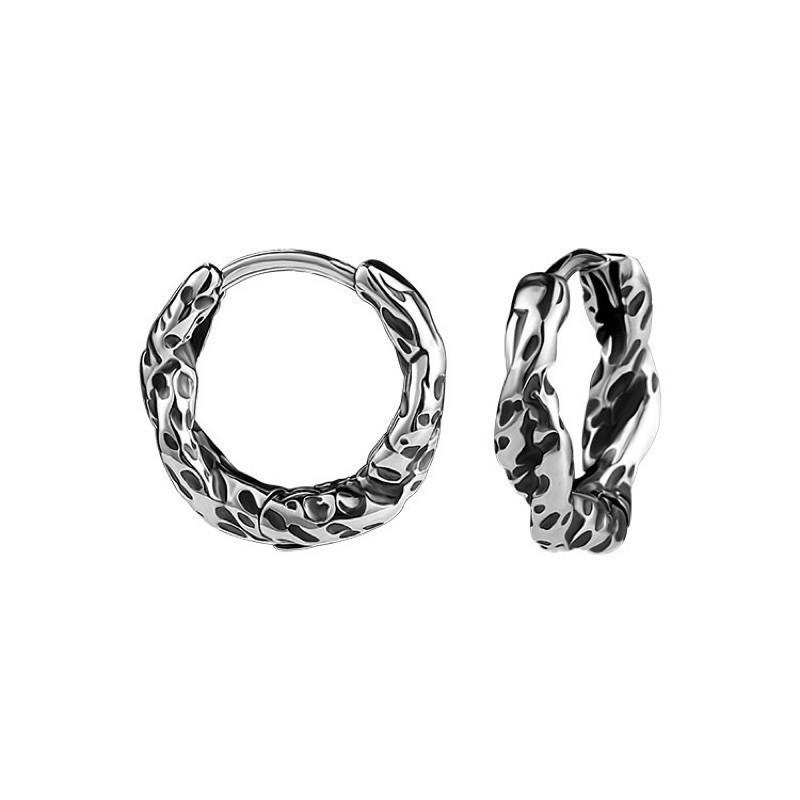 現貨 實拍 不規則 肌理紋 耳環 鈦鋼 耳扣 隕石 特殊 紋理 耳圈-細節圖7