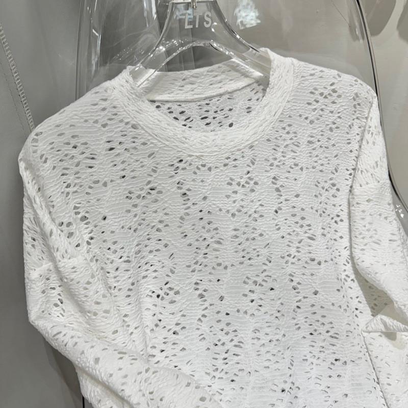 現貨 實拍 2色 視覺堆疊 鏤空 洞洞 上衣 長袖 黑TEE-細節圖6