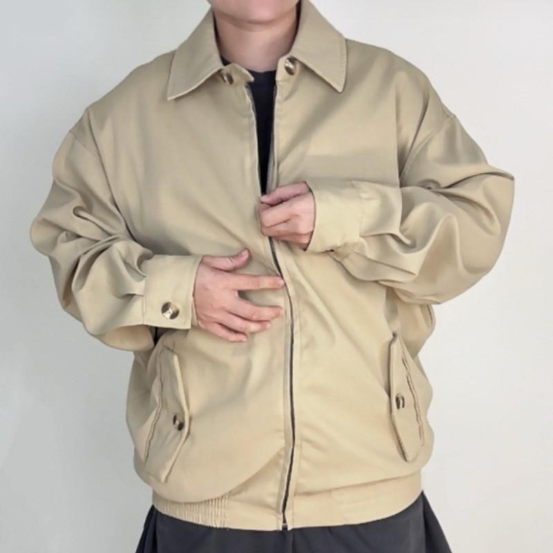 現貨 實拍 卡其 哈靈頓 美式 夾克 外套 男 秋冬 飛行外套  SJ004_2-細節圖2