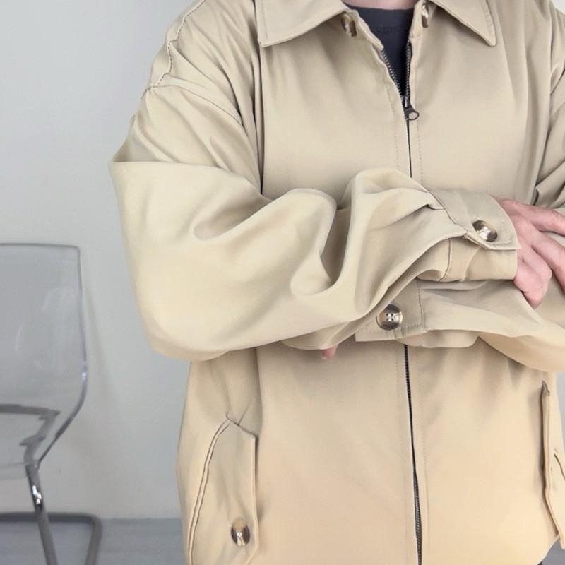 現貨 實拍 卡其 哈靈頓 美式 夾克 外套 男 秋冬 飛行外套  SJ004_2-細節圖5