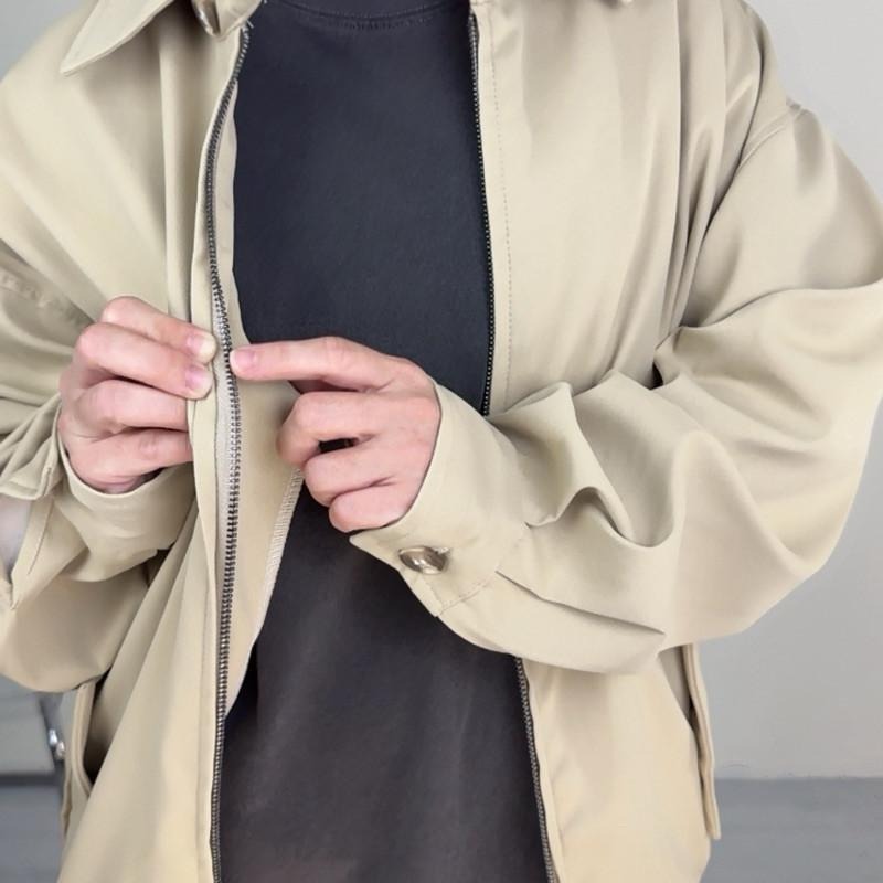 現貨 實拍 卡其 哈靈頓 美式 夾克 外套 男 秋冬 飛行外套  SJ004_2-細節圖6