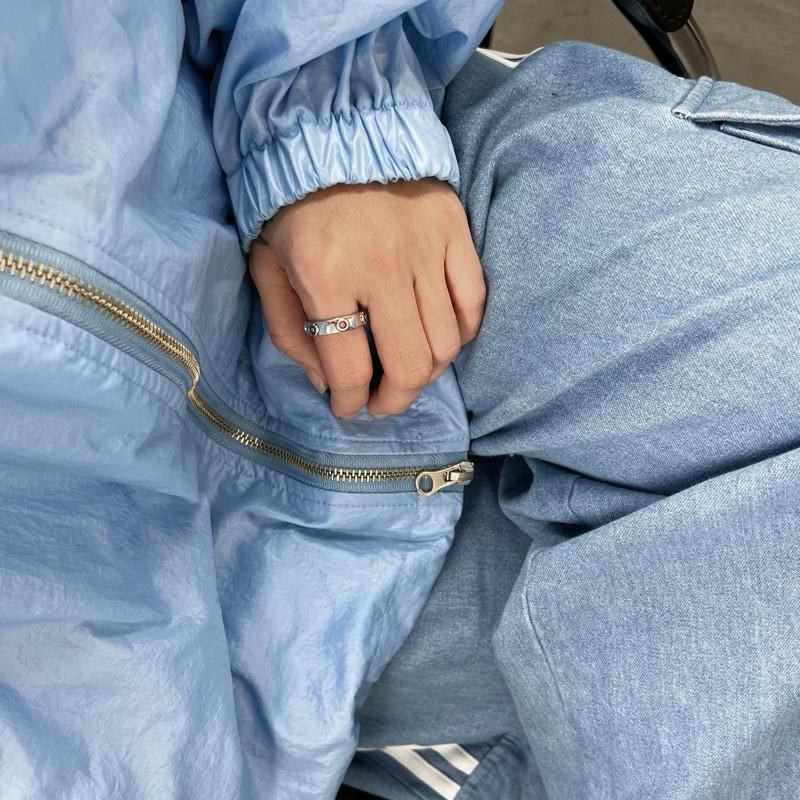 現貨 實拍 925銀 移動城堡 幾何 小花 鋯石 仿舊 開口 戒指 哈爾 同款 男款 男戒 指環-細節圖2