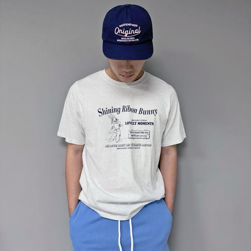 現貨 實拍 韓國製 混灰 Ribon Bunny 兔子哥 短tee 短袖 上衣 字母 美式 復古 ST023_2-細節圖5