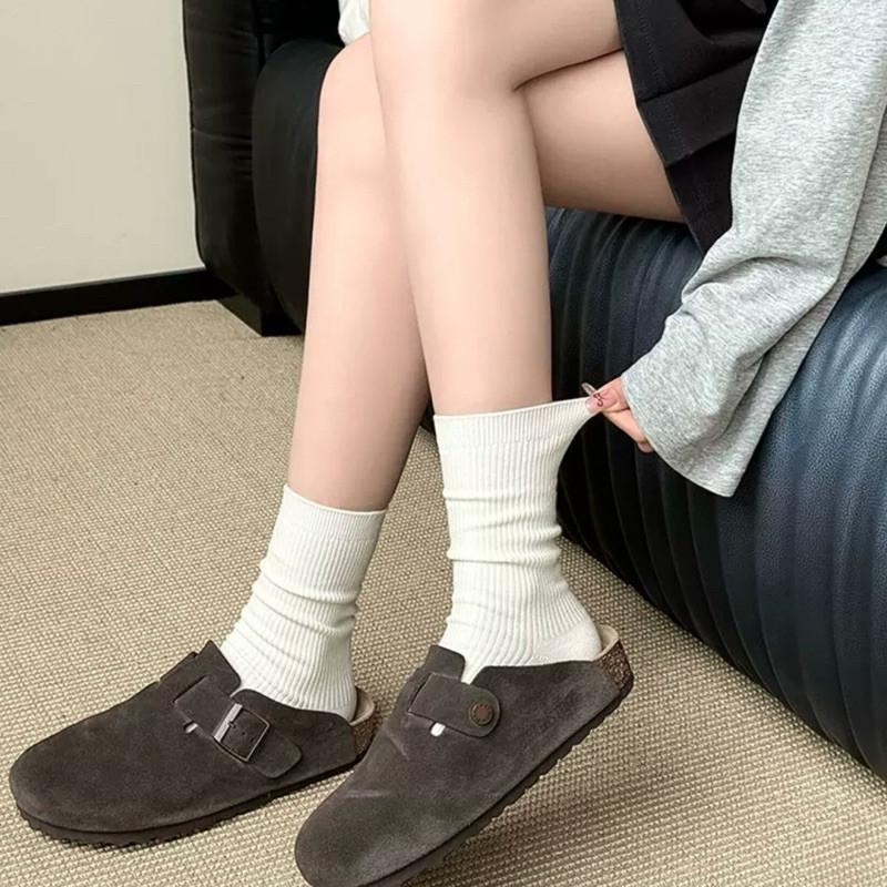 現貨 4色 不勒腿 細羅紋 素面 中筒襪 素色 襪子 小腿襪 堆堆襪-細節圖8