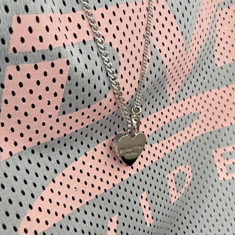 現貨 實拍 雙面字母愛心項鍊 鈦鋼 抽拉鍊 短項鍊 長項鍊 韓系 SN127-細節圖5
