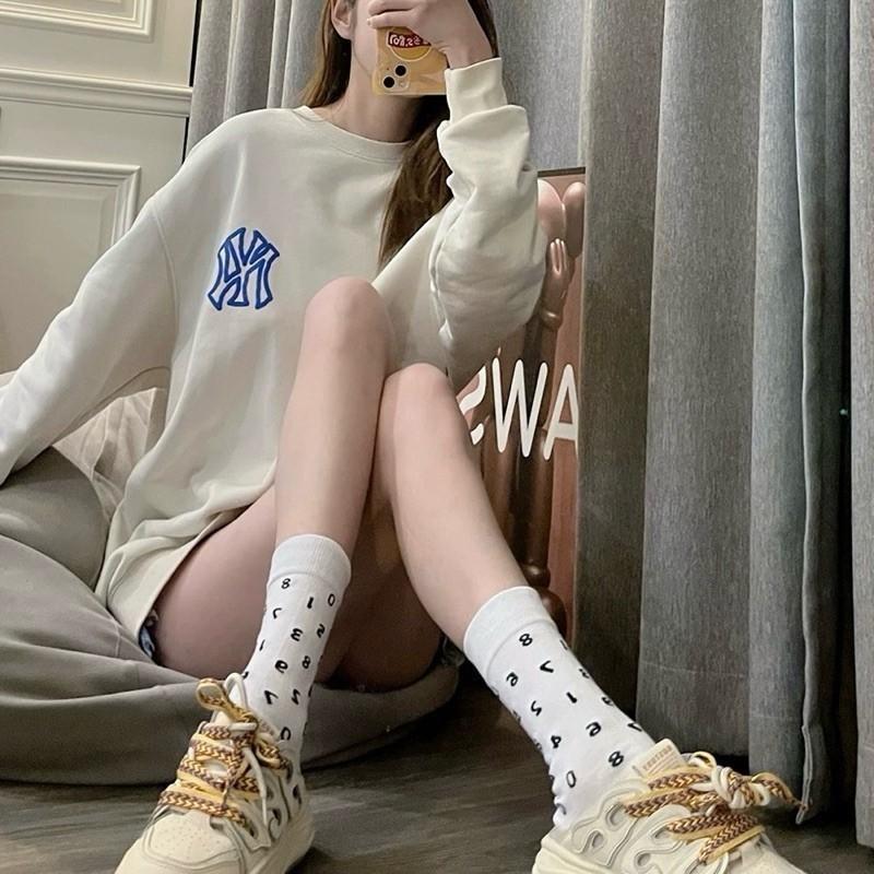 現貨 2色 滿版數字 中筒襪 長襪 短襪 黑白 運動 潮流 ins 男 女-細節圖6