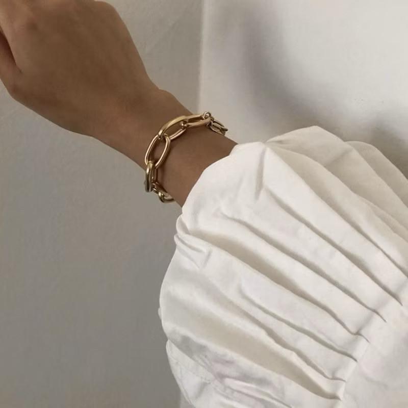 現貨 金色 OT扣環 粗鍊 橢圓 手鍊 歐美 美式 單鍊 男 女-細節圖3