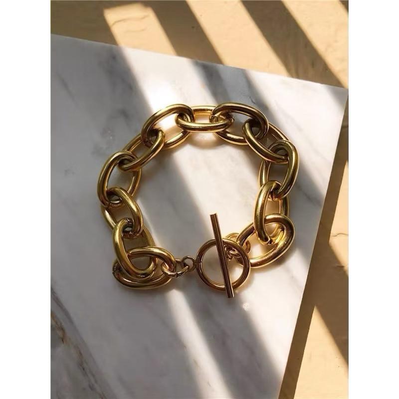 現貨 金色 OT扣環 粗鍊 橢圓 手鍊 歐美 美式 單鍊 男 女-細節圖5