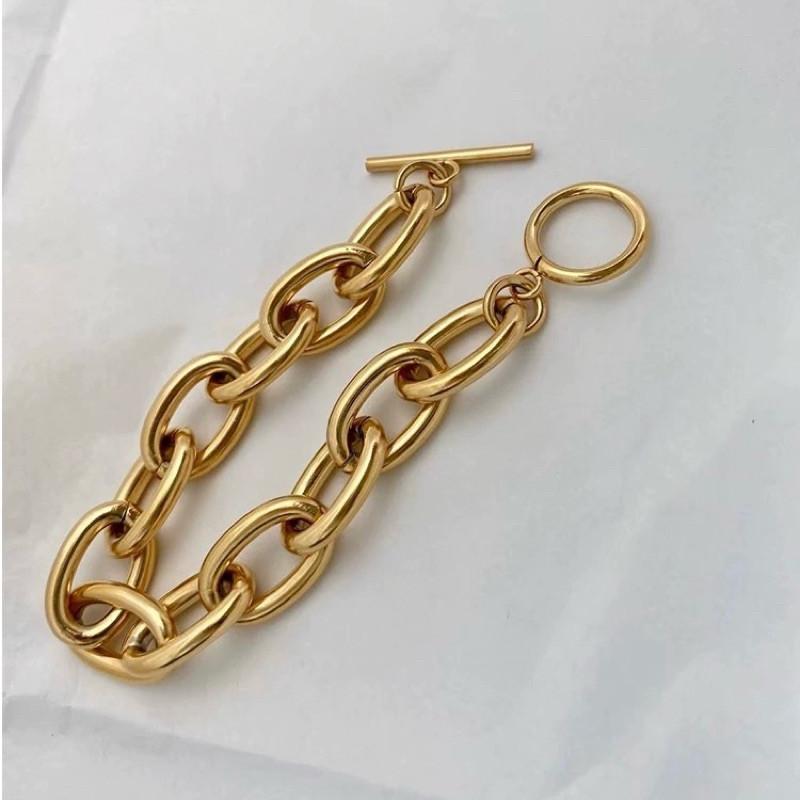 現貨 金色 OT扣環 粗鍊 橢圓 手鍊 歐美 美式 單鍊 男 女-細節圖6