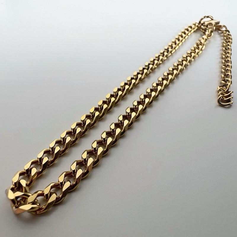 現貨 實拍 經典六面磨古巴鏈 鈦鋼 男生項鍊 手鍊 金色-細節圖3