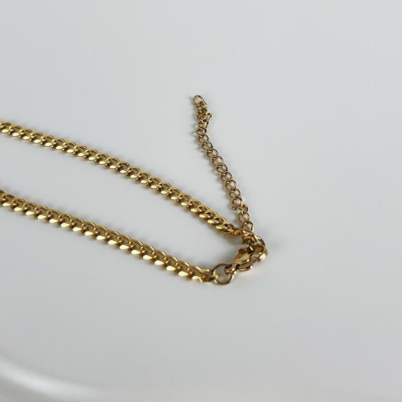 現貨 實拍 經典六面磨古巴鏈 鈦鋼 男生項鍊 手鍊 金色-細節圖6