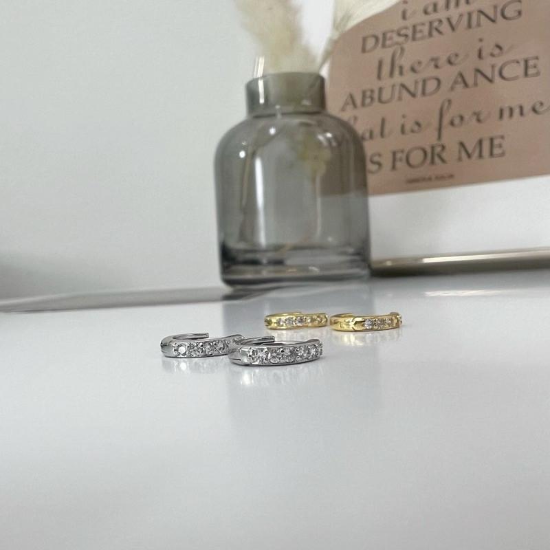 現貨 實拍 小閃鑽耳圈 鋯石 排鑽 耳環 男-細節圖7