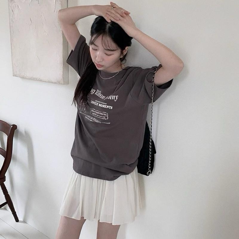 現貨 實拍 韓國製 灰咖 Ribon Bunny 兔子哥 短tee 短袖 上衣 字母 情侶 ST023_1-細節圖4