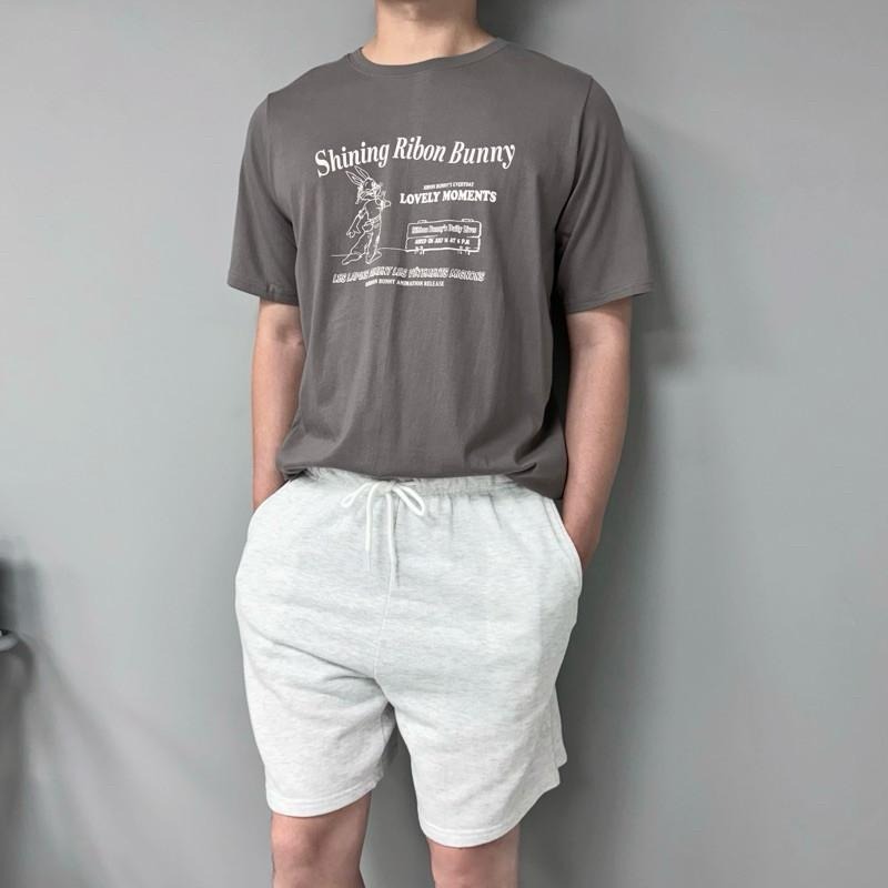 現貨 實拍 韓國製 灰咖 Ribon Bunny 兔子哥 短tee 短袖 上衣 字母 情侶 ST023_1-細節圖6