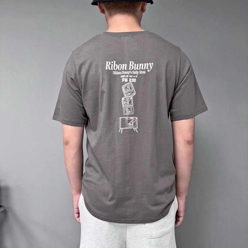 現貨 實拍 韓國製 灰咖 Ribon Bunny 兔子哥 短tee 短袖 上衣 字母 情侶 ST023_1-細節圖8
