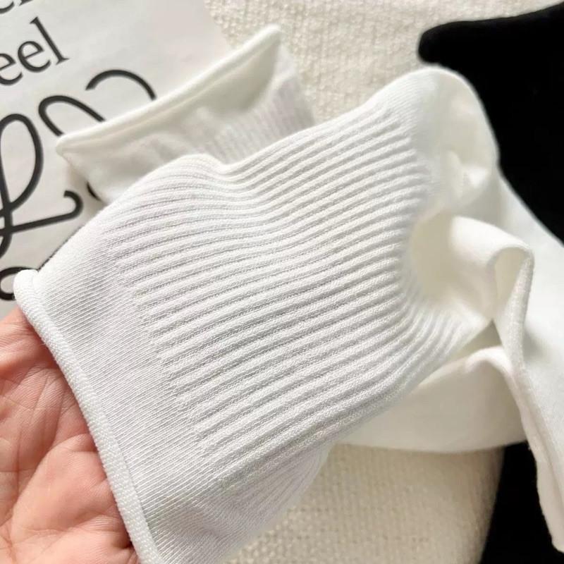 現貨 2色 小捲邊 素面 中筒襪 楊冪同款 短襪 細羅紋 素色 襪子 小腿襪-細節圖3