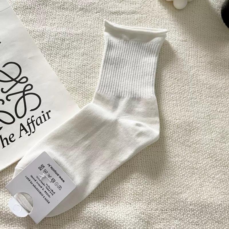 現貨 2色 小捲邊 素面 中筒襪 楊冪同款 短襪 細羅紋 素色 襪子 小腿襪-細節圖8