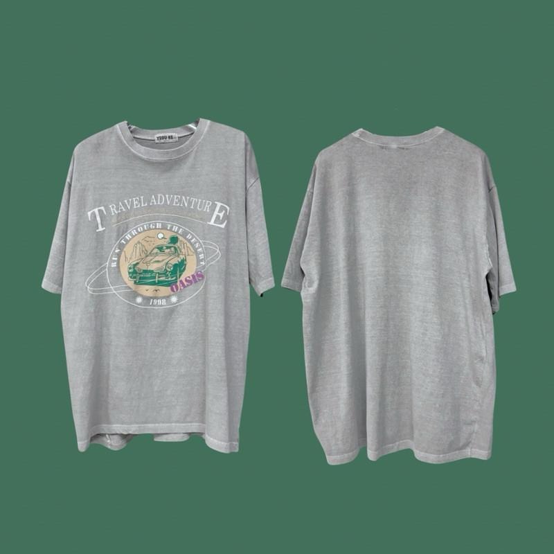 現貨 實拍 韓國製 水洗灰 冒險旅程 純棉 短tee 短袖 上衣 水洗 汽車 男 韓國t ST034_1-細節圖8