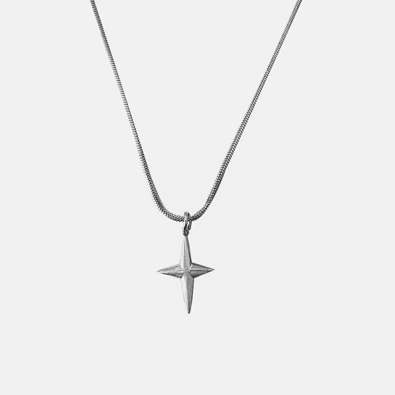 現貨 十字芒星 鈦鋼 項鍊 蛇骨 單墜 墜飾 短鍊 男 飾品 不鏽鋼 SN140-細節圖8