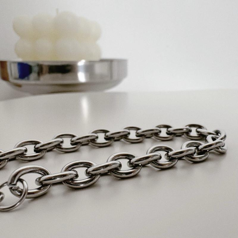 現貨 實拍 3size 小橢圓 OT釦 手鍊 男 女 鈦鋼 手鏈 粗鍊-細節圖6