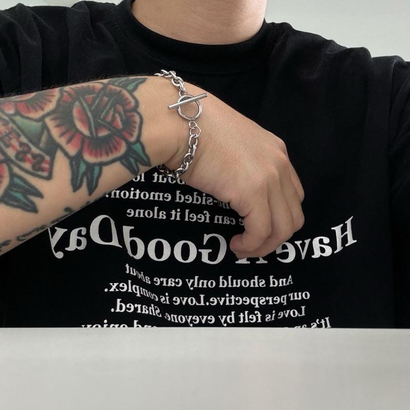 現貨 實拍 3size 小橢圓 OT釦 手鍊 男 女 鈦鋼 手鏈 粗鍊-細節圖7