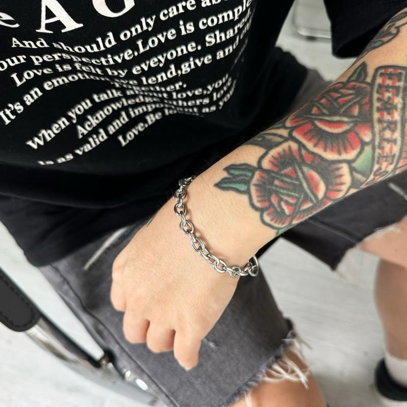 現貨 實拍 3size 小橢圓 OT釦 手鍊 男 女 鈦鋼 手鏈 粗鍊-細節圖8