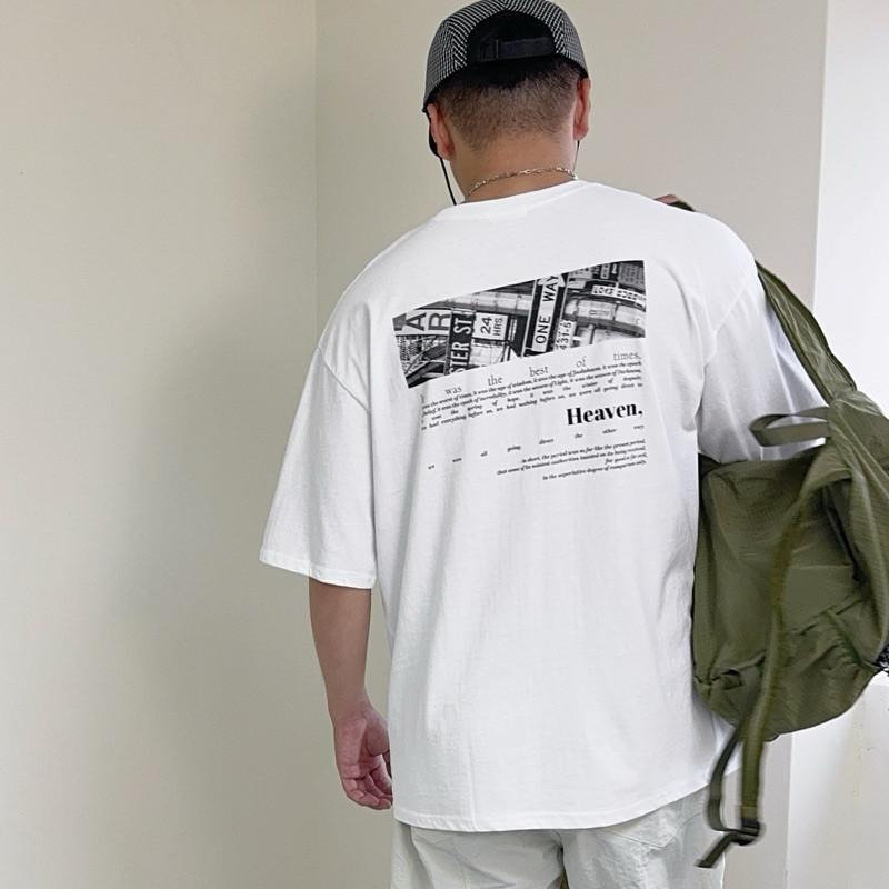 現貨 實拍 韓國製 白色 01 Heaven 短袖 上衣 短t 潮t 男上衣 黑白 大圖 ST020_1-細節圖4
