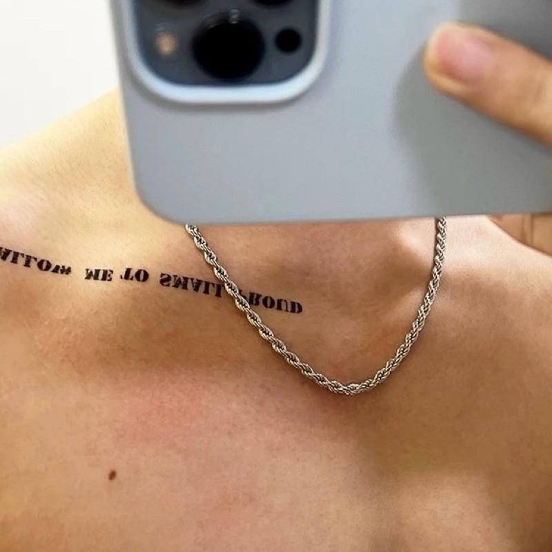 現貨 銀3/6mm 扭轉麻花 線條 項鍊 鈦鋼 短項鍊 歐美 單鍊-細節圖4