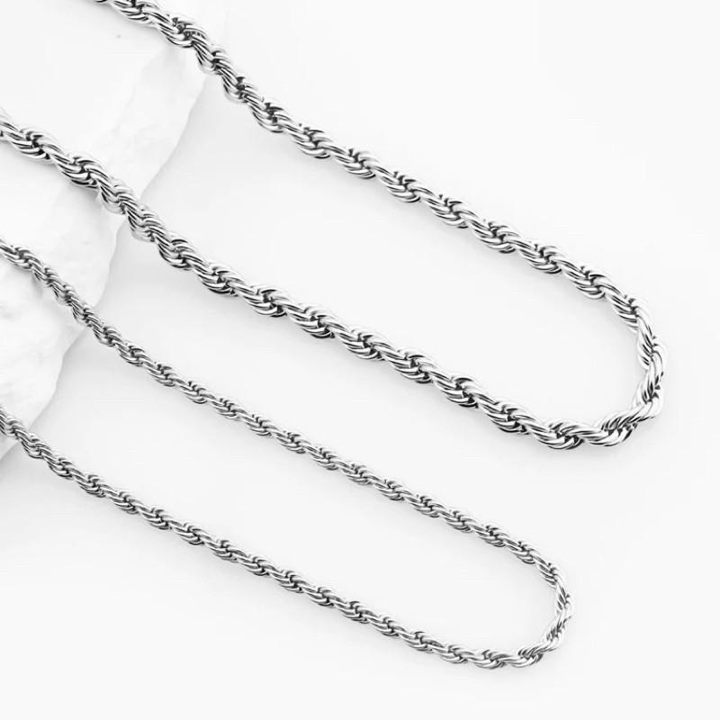 現貨 銀3/6mm 扭轉麻花 線條 項鍊 鈦鋼 短項鍊 歐美 單鍊-細節圖7