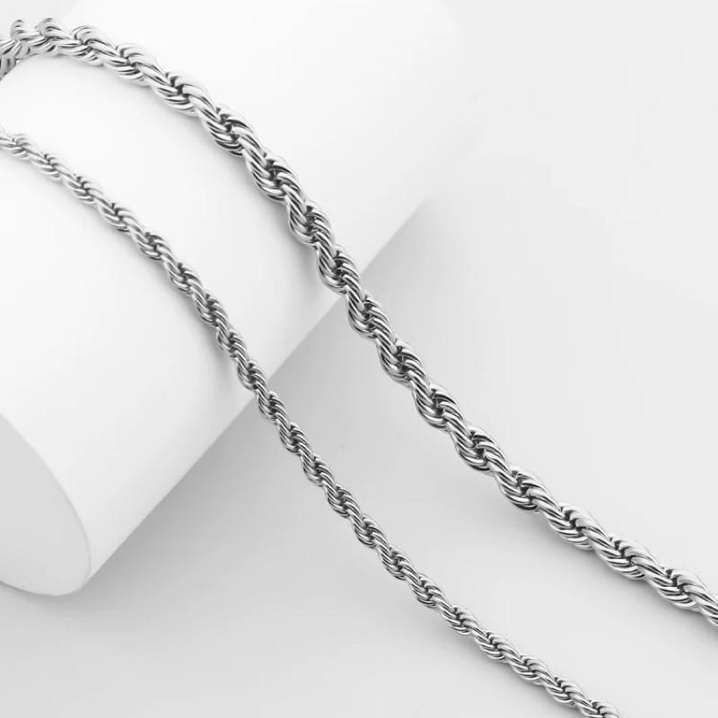 現貨 銀3/6mm 扭轉麻花 線條 項鍊 鈦鋼 短項鍊 歐美 單鍊-細節圖8