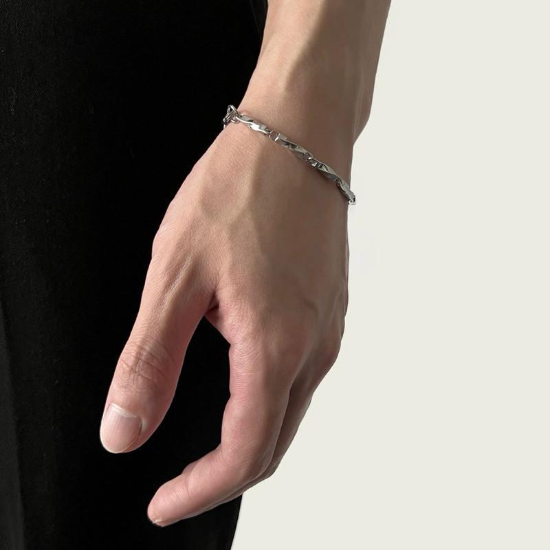 現貨 莫比烏斯 串接手鍊 無限 鈦鋼手鍊 扭轉 鋼飾 男-細節圖3