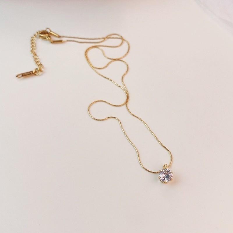 最後 現貨 出清價 金色 小爪鑽 項鍊 鈦鋼 小鑽 亮鑽 鎖骨鏈 短項鍊-細節圖5