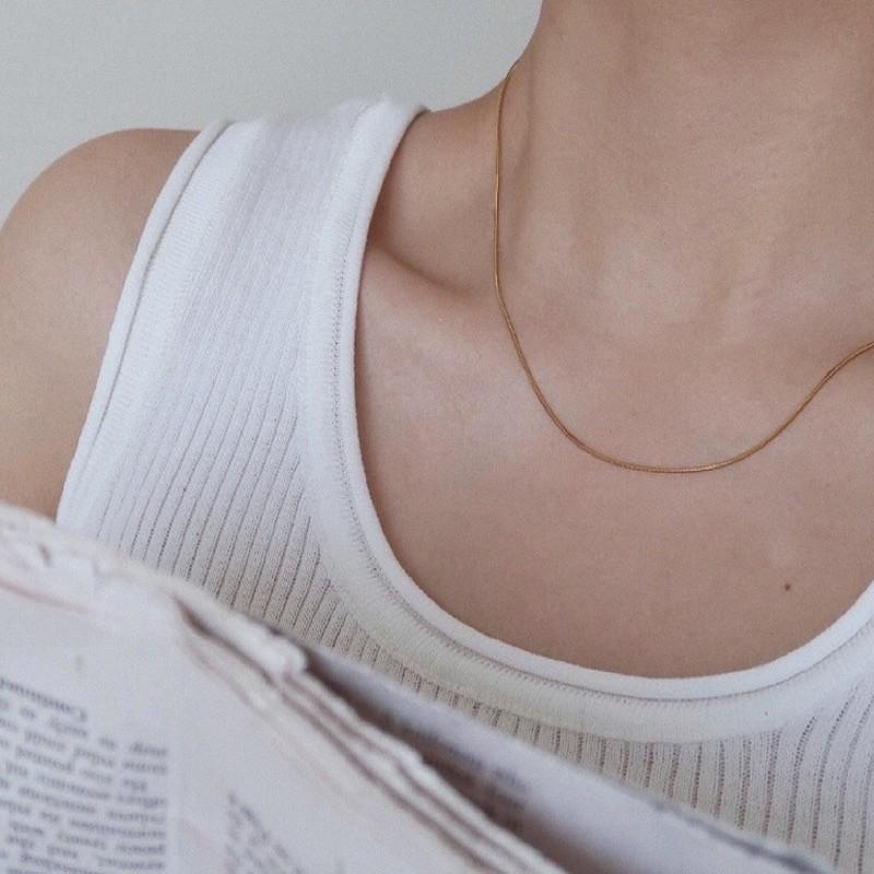 現貨 極簡蛇骨細頸鍊 可碰水 無吊墜 歐美項鍊-細節圖3