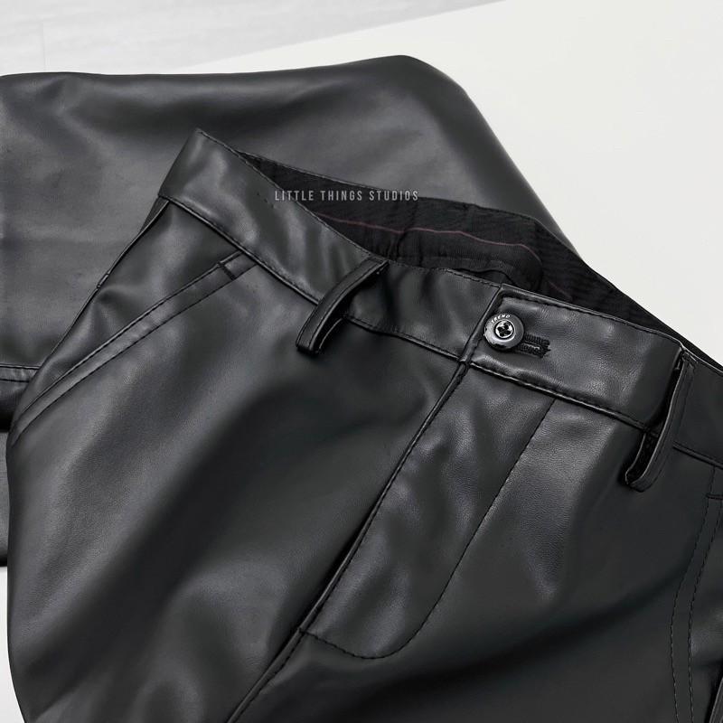 現貨 單品實拍 型男直筒皮褲 長褲 皮革 男生-細節圖5