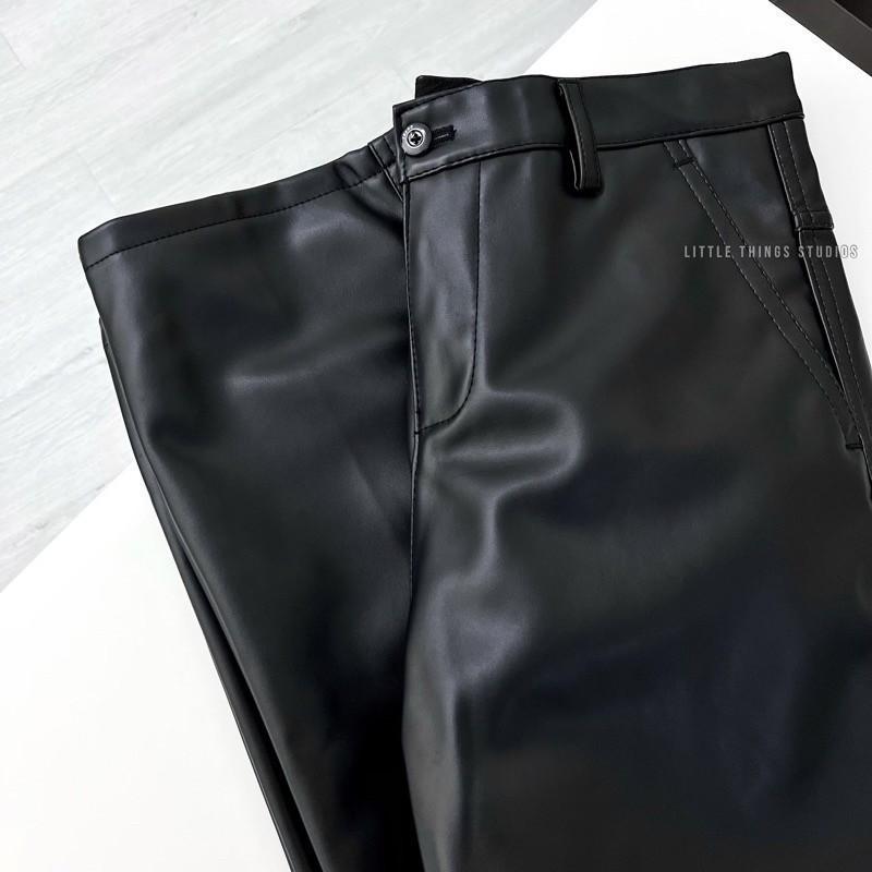 現貨 單品實拍 型男直筒皮褲 長褲 皮革 男生-細節圖6