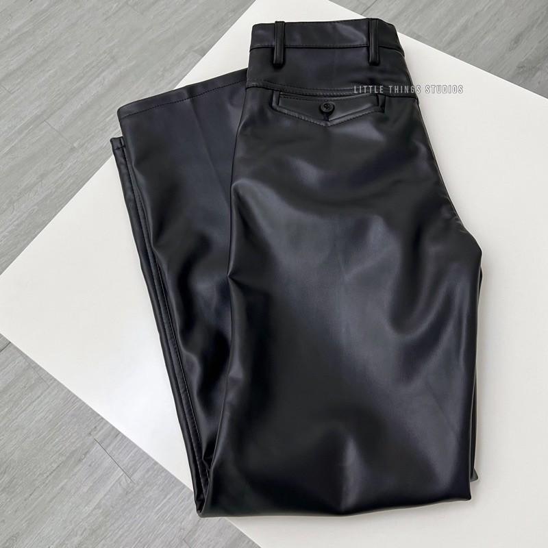 現貨 單品實拍 型男直筒皮褲 長褲 皮革 男生-細節圖7