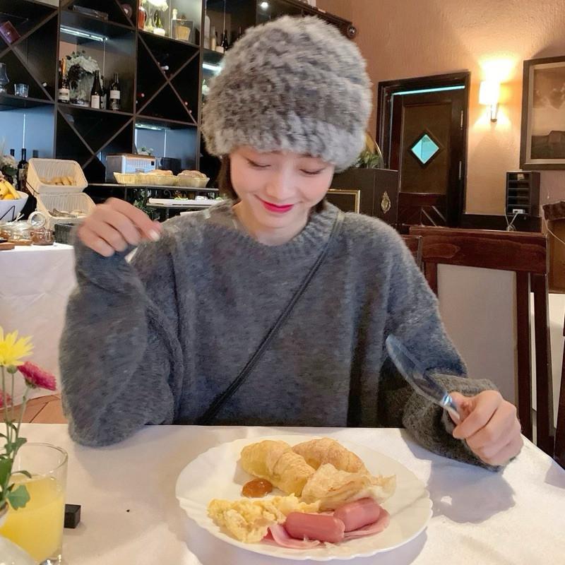 現貨 2色 毛絨絨護耳帽 兔毛 針織 毛帽 護耳帽 雪帽-細節圖2