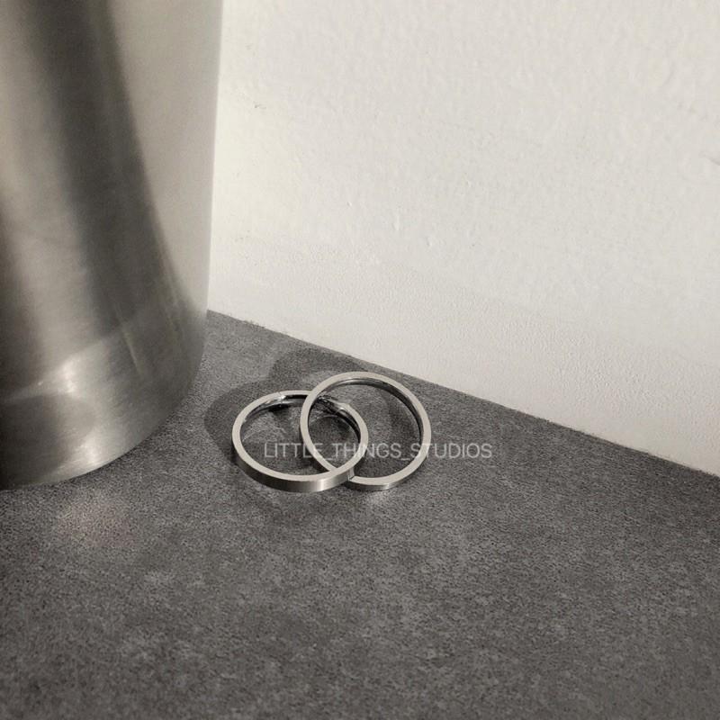 最後現貨出清價 雙環戒指 鈦鋼 對戒 情侶 多環戒 素面 焦慮戒指-細節圖2