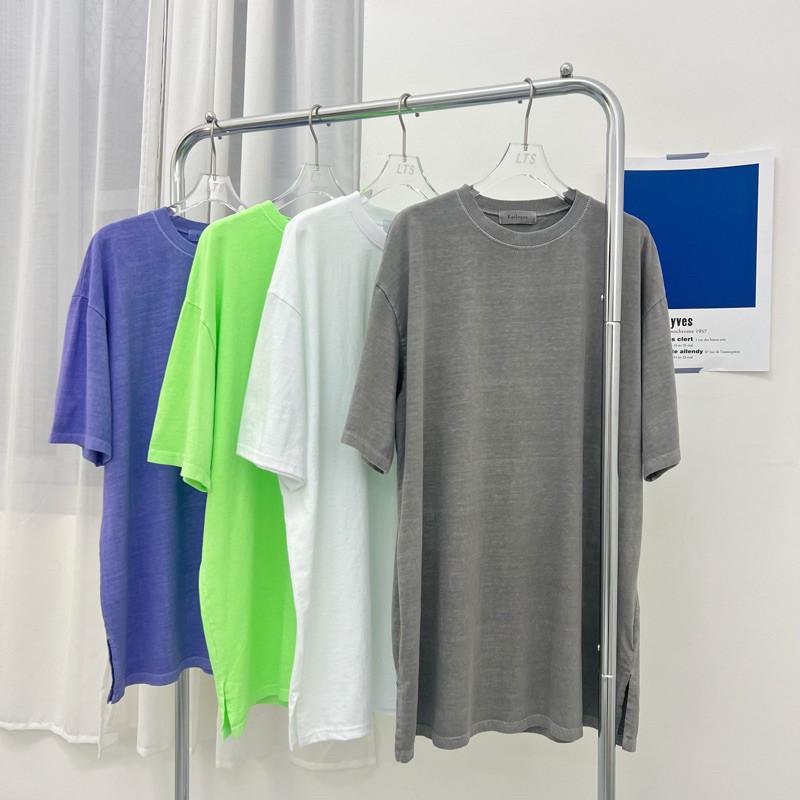 現貨 實拍 4色 韓國製 水洗暈染 男生 寬鬆 長版 tee-細節圖2