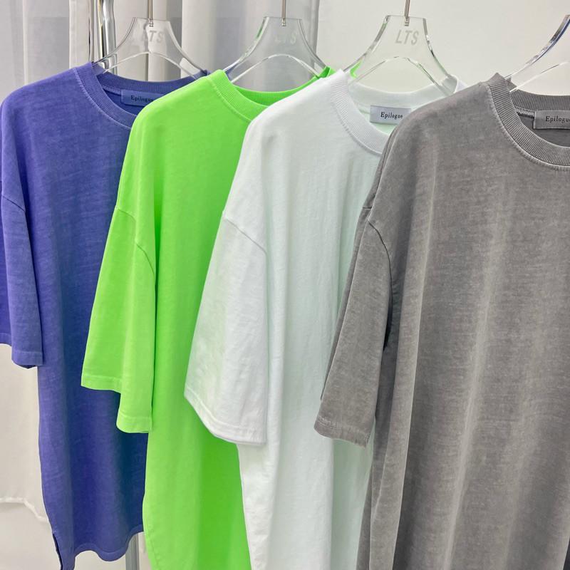 現貨 實拍 4色 韓國製 水洗暈染 男生 寬鬆 長版 tee-細節圖5
