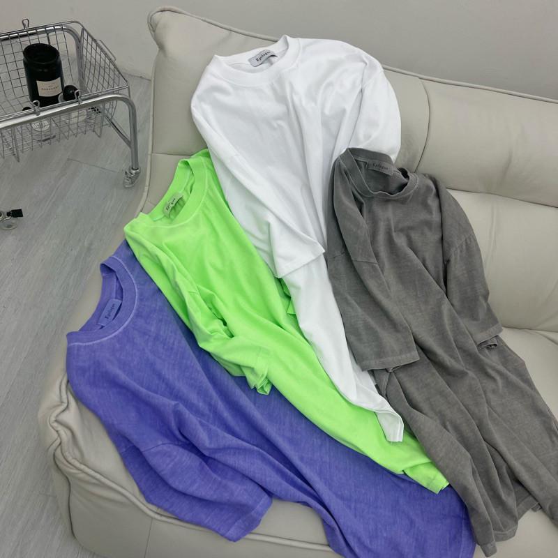 現貨 實拍 4色 韓國製 水洗暈染 男生 寬鬆 長版 tee-細節圖8