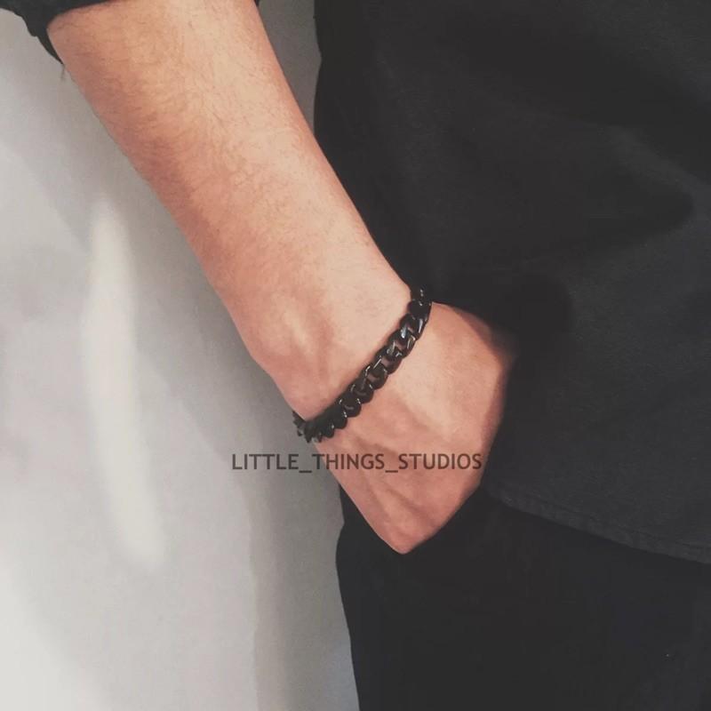 現貨 黑色元素 黑色 麻花 手鏈 手鍊 鈦鋼 男生 簡約-細節圖6