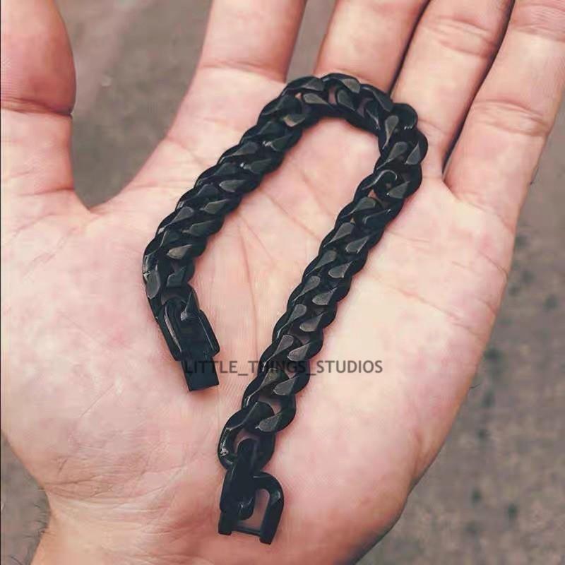 現貨 黑色元素 黑色 麻花 手鏈 手鍊 鈦鋼 男生 簡約-細節圖7