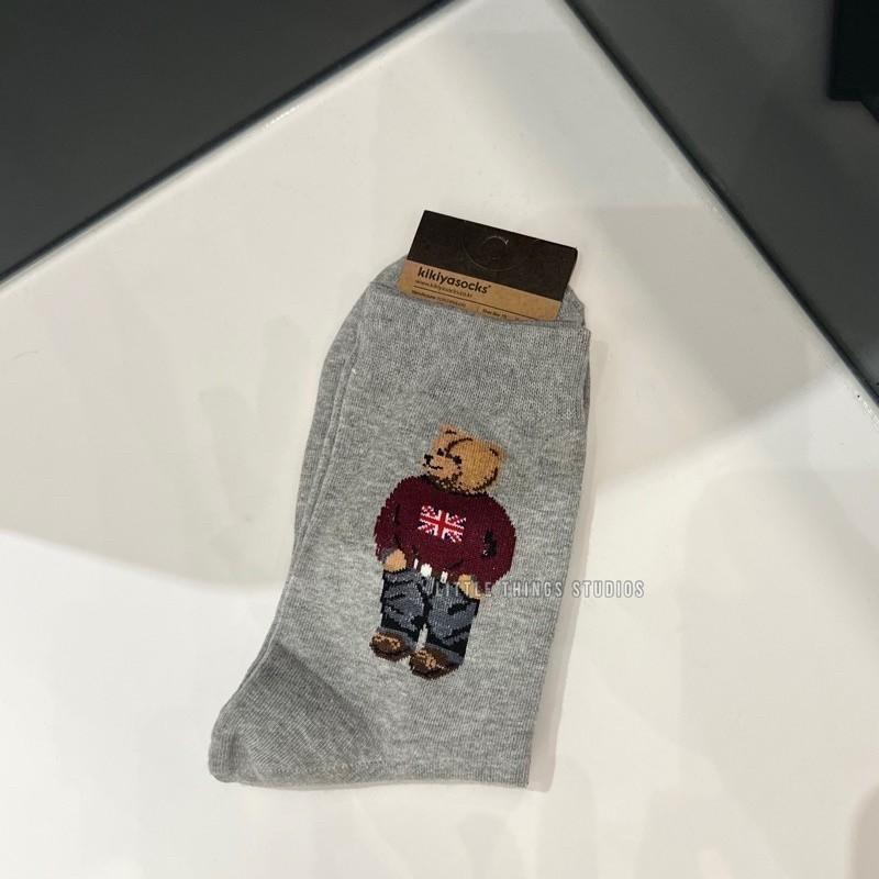 最後現貨出清價 實拍 dseing korea 復古小熊長襪 國旗 熊熊 中筒襪-細節圖6