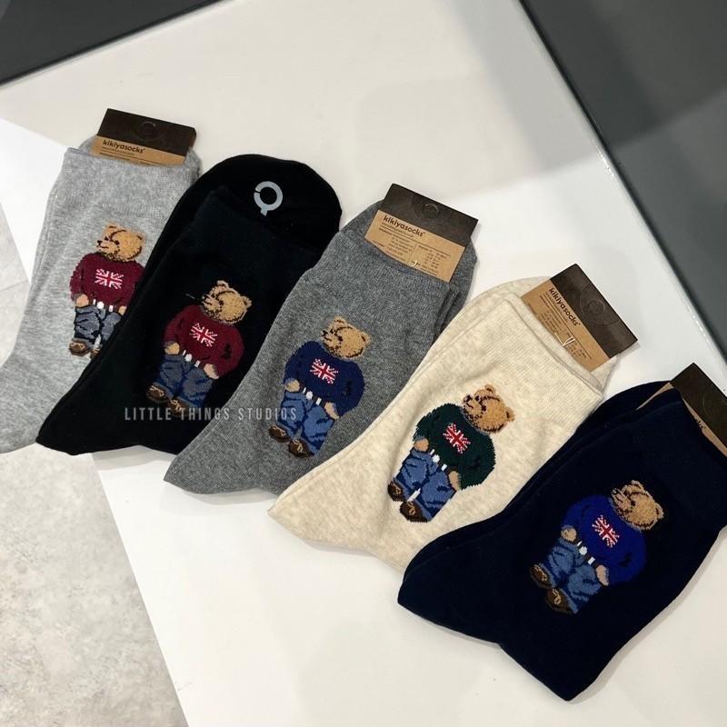 最後現貨出清價 實拍 dseing korea 復古小熊長襪 國旗 熊熊 中筒襪-細節圖8
