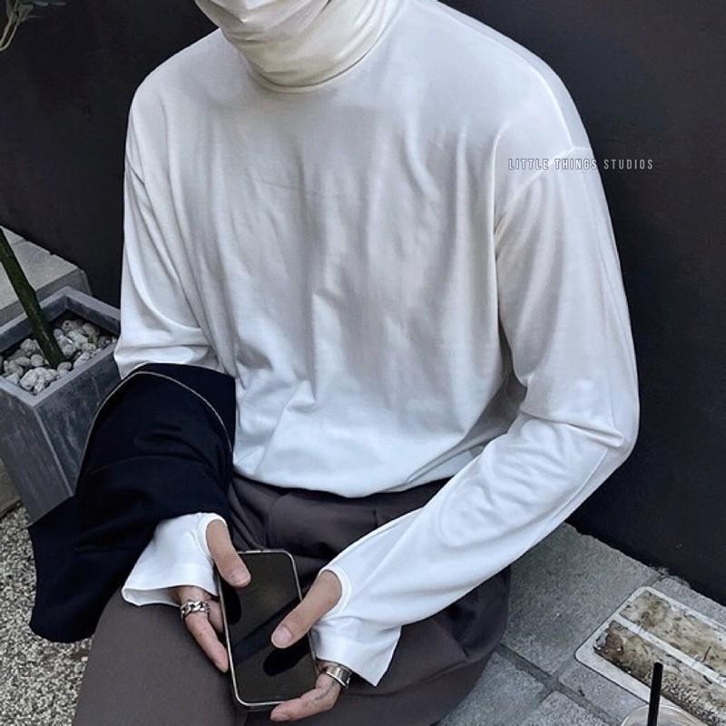 最後現貨出清價 內文實拍 黑白design Korea 堆堆領高領上衣 長袖 內搭 男-細節圖2